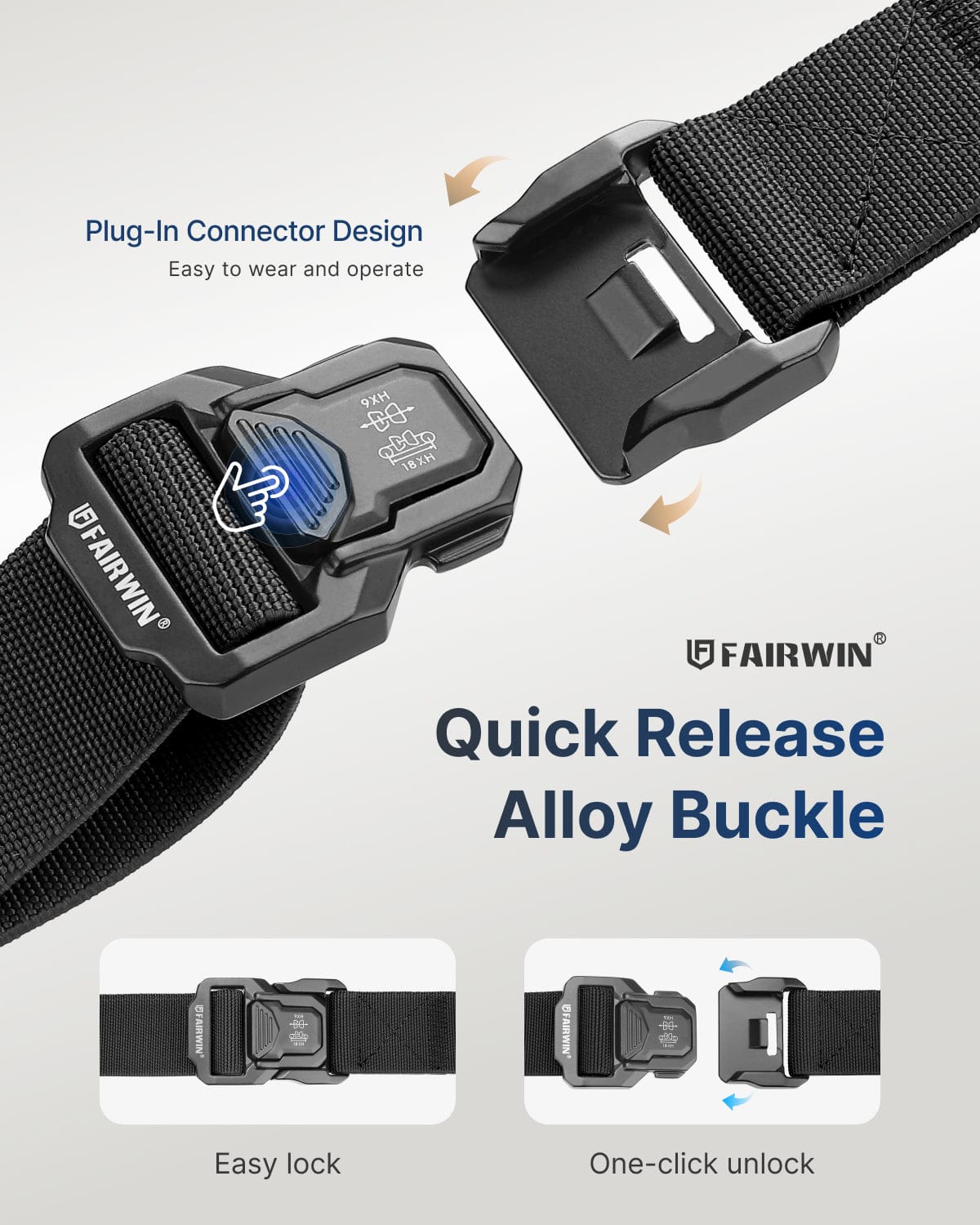 FAIRWIN Tactical Belt for Men, Nylon Web Work Belt