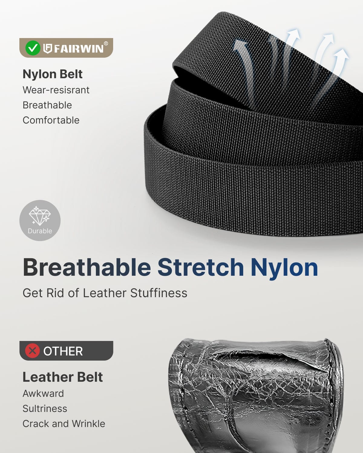 FAIRWIN Tactical Belt for Men, Nylon Web Work Belt