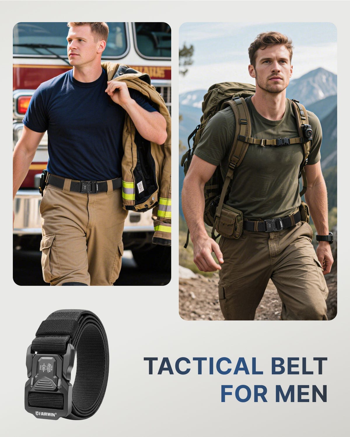 FAIRWIN Tactical Belt for Men, Nylon Web Work Belt