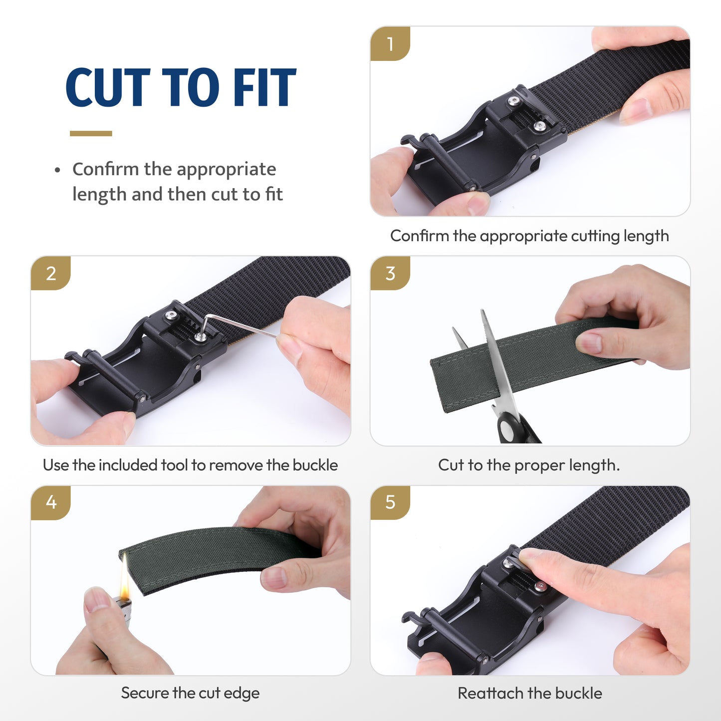 FAIRWIN Tactical Gun Belt, Ratchet CCW EDC Stiff Heavy Duty 1.5" Nylon Work Belt