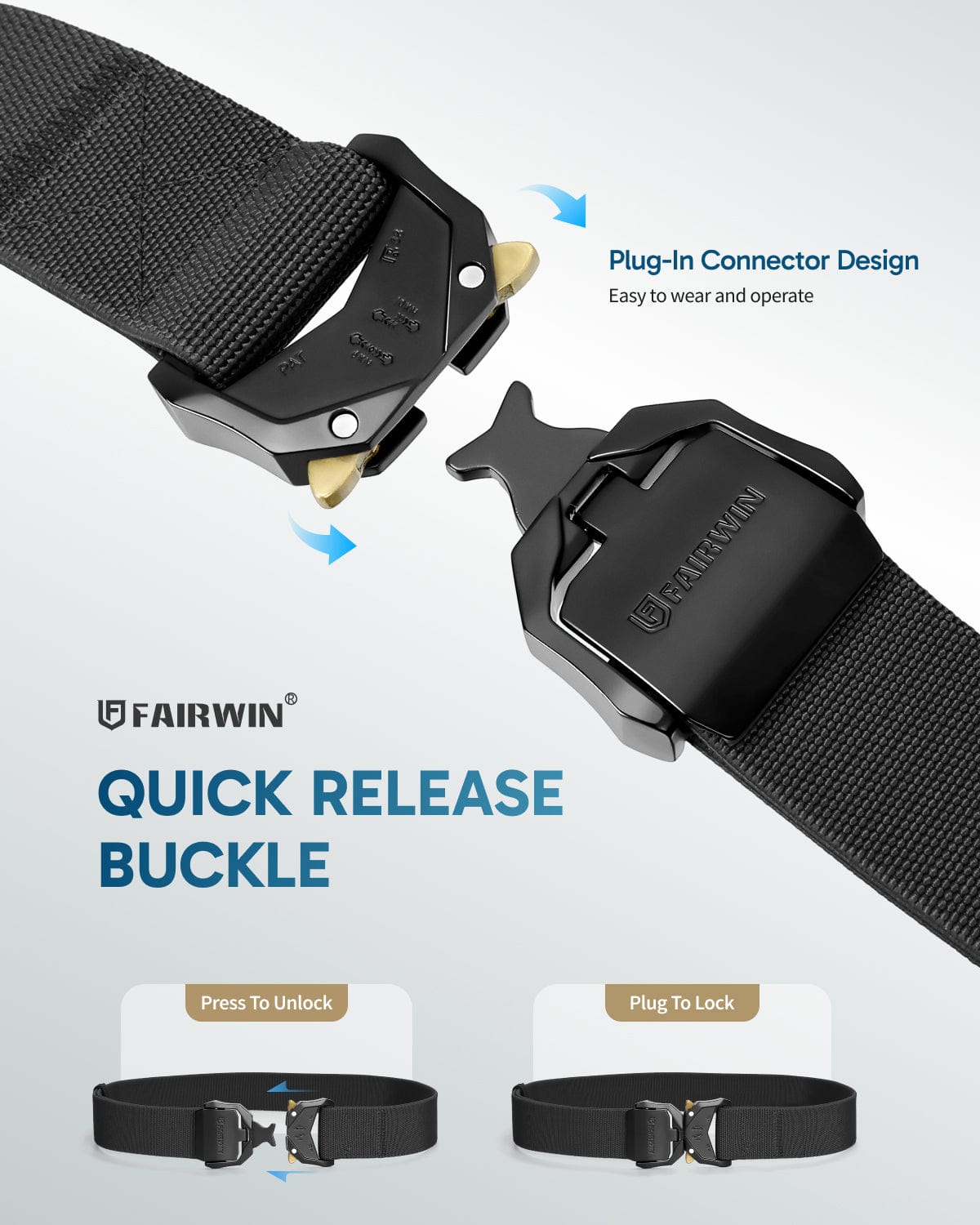 Fairwin® Hiking Rigger Work Belt with Aluminum Alloy Buckle