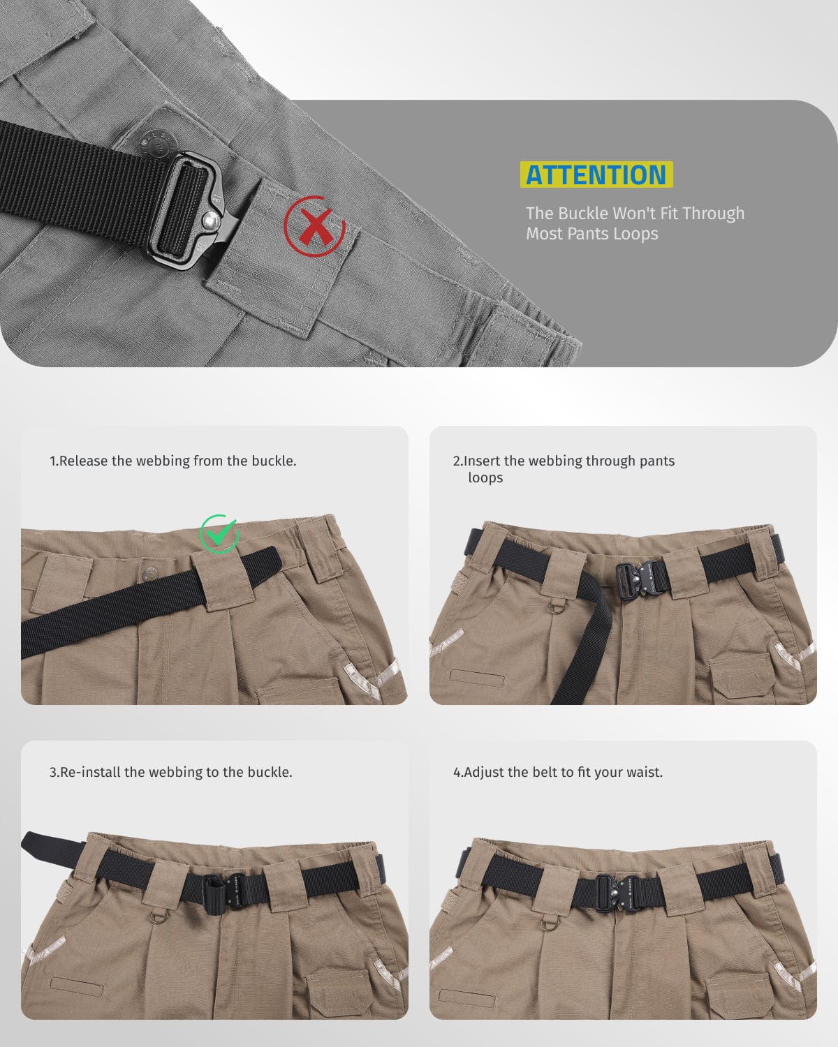 1.5" Nylon Tactical Work Belt with Heavy Duty Buckle