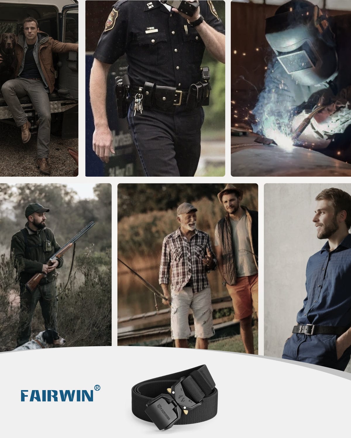 Fairwin® Hiking Rigger Work Belt with Aluminum Alloy Buckle