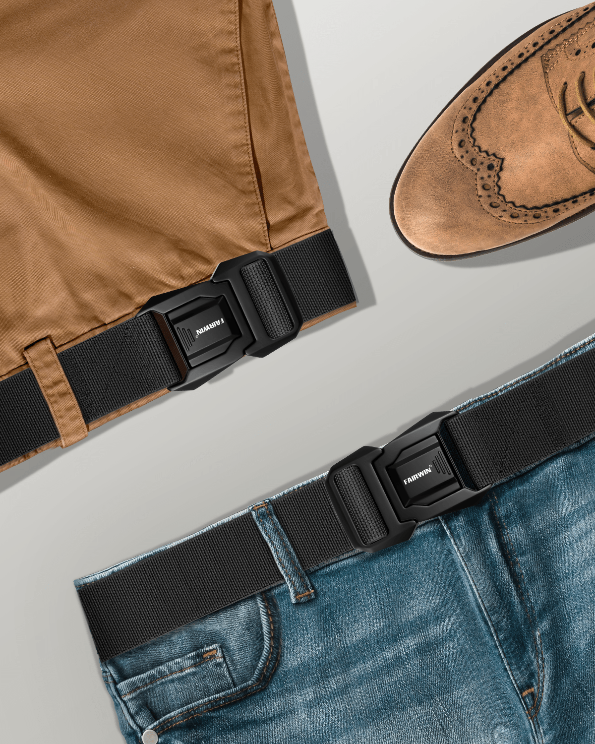 Fairwin® Military Work Stretch Belt with Heavy Duty Seatbelt Buckle