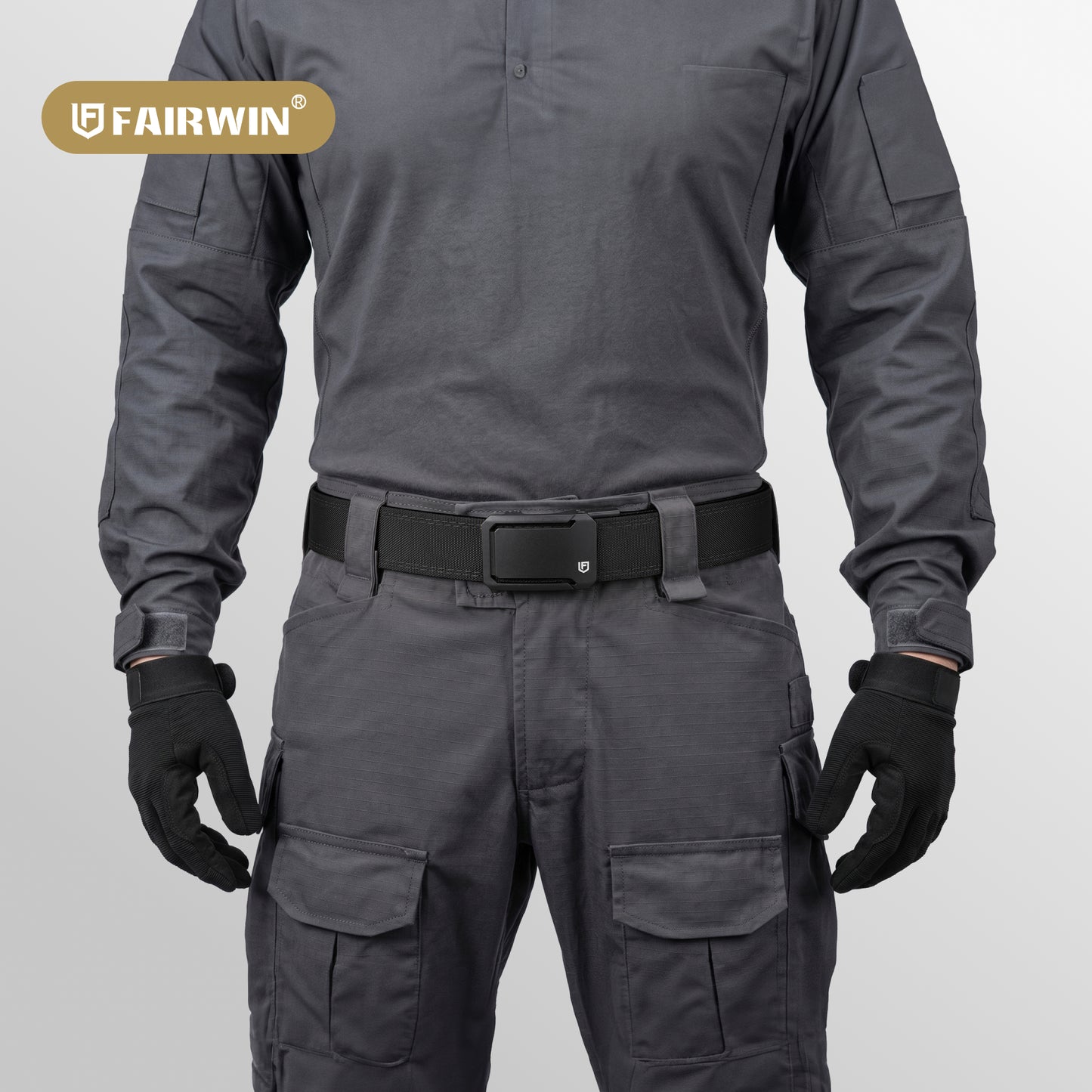 FAIRWIN Tactical Belt, Ratchet CCW EDC Stiff Heavy Duty 1.5" Nylon Work Belt