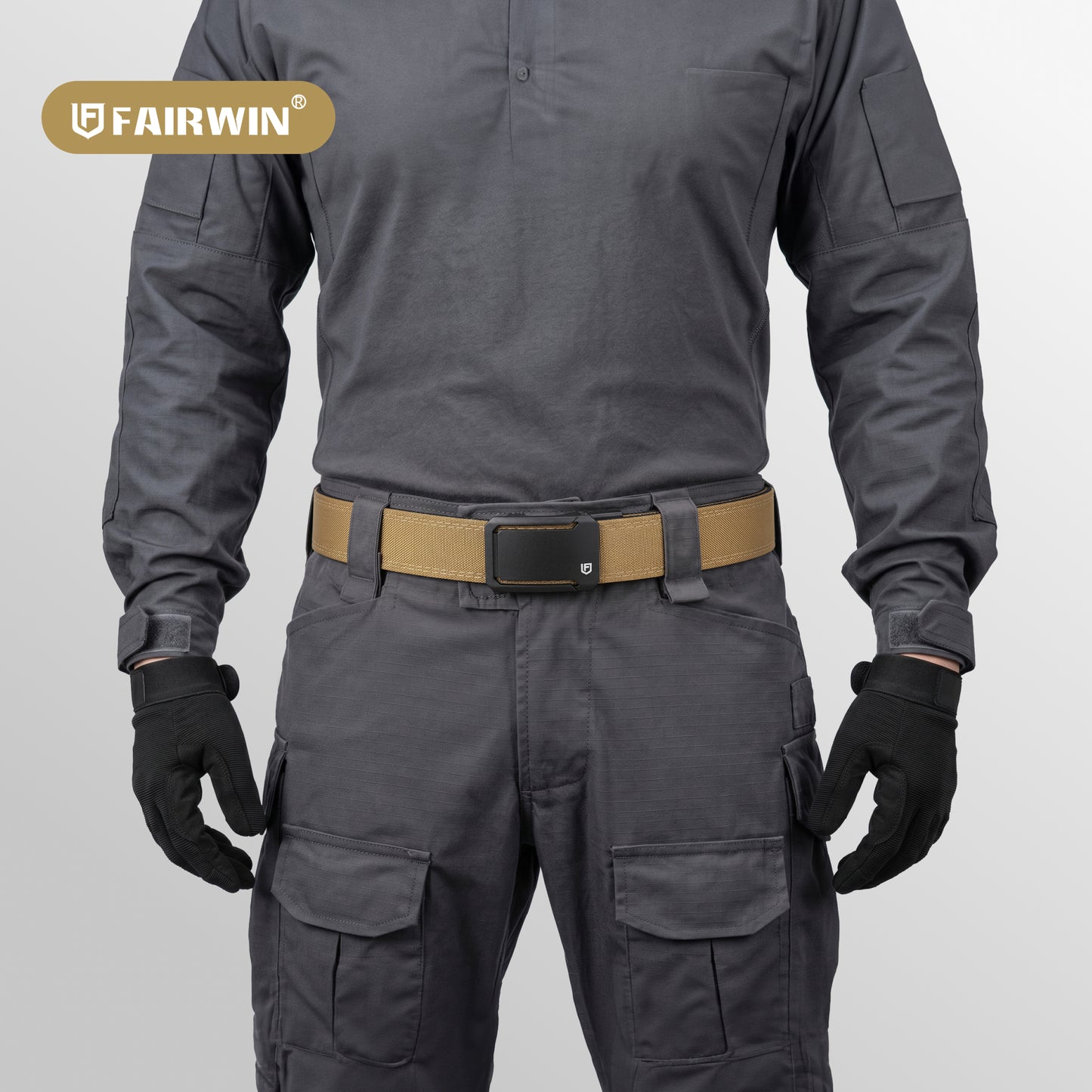 FAIRWIN Tactical Belt, Ratchet CCW EDC Stiff Heavy Duty 1.5" Nylon Work Belt