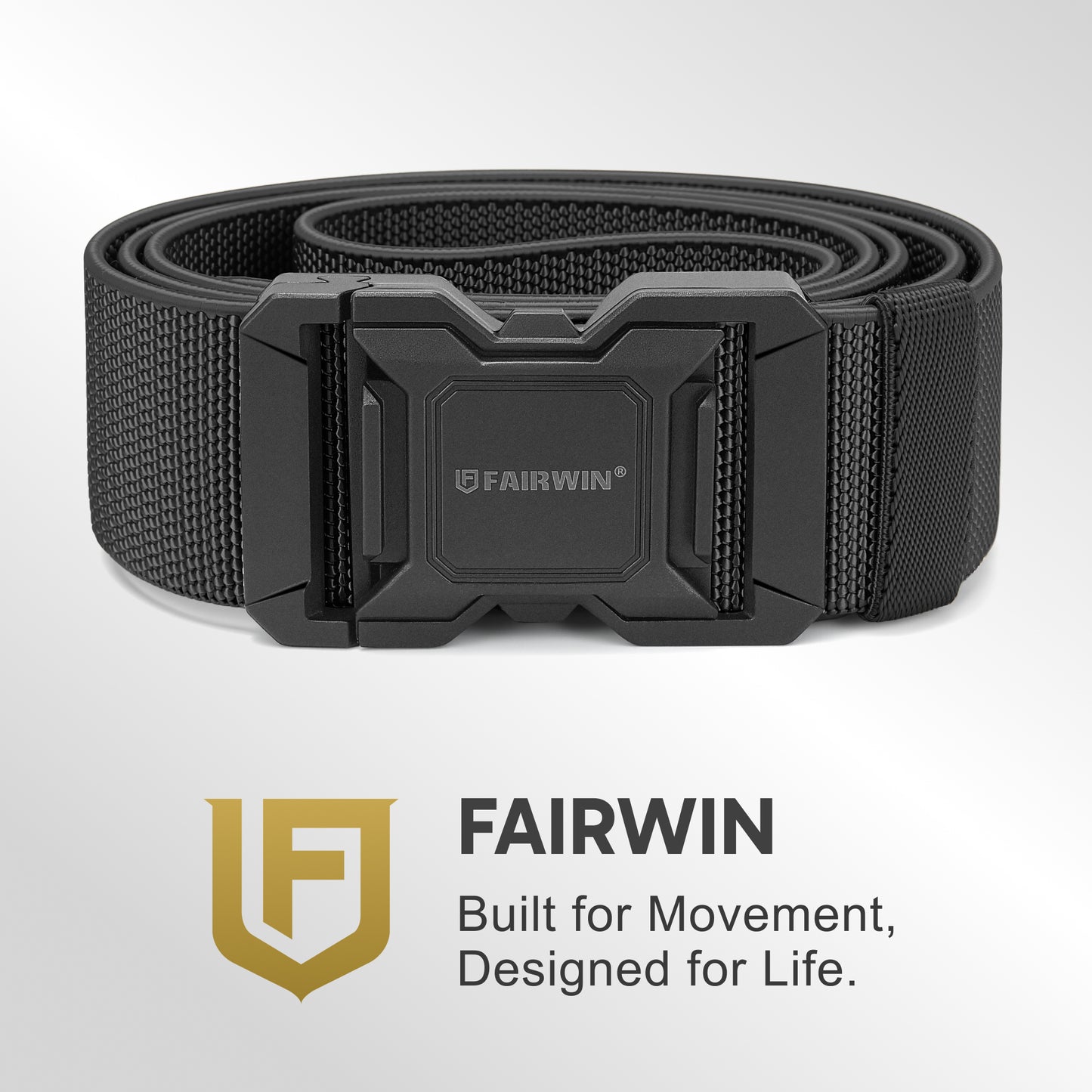FAIRWIN Men's Belt, Elastic Stretch Nylon Work Belt for Men