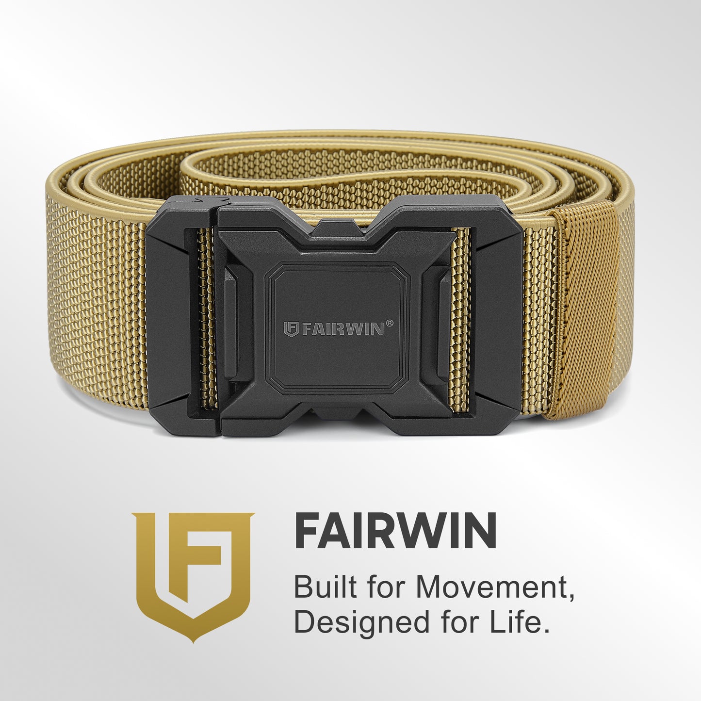 FAIRWIN Men's Belt, Elastic Stretch Nylon Work Belt for Men