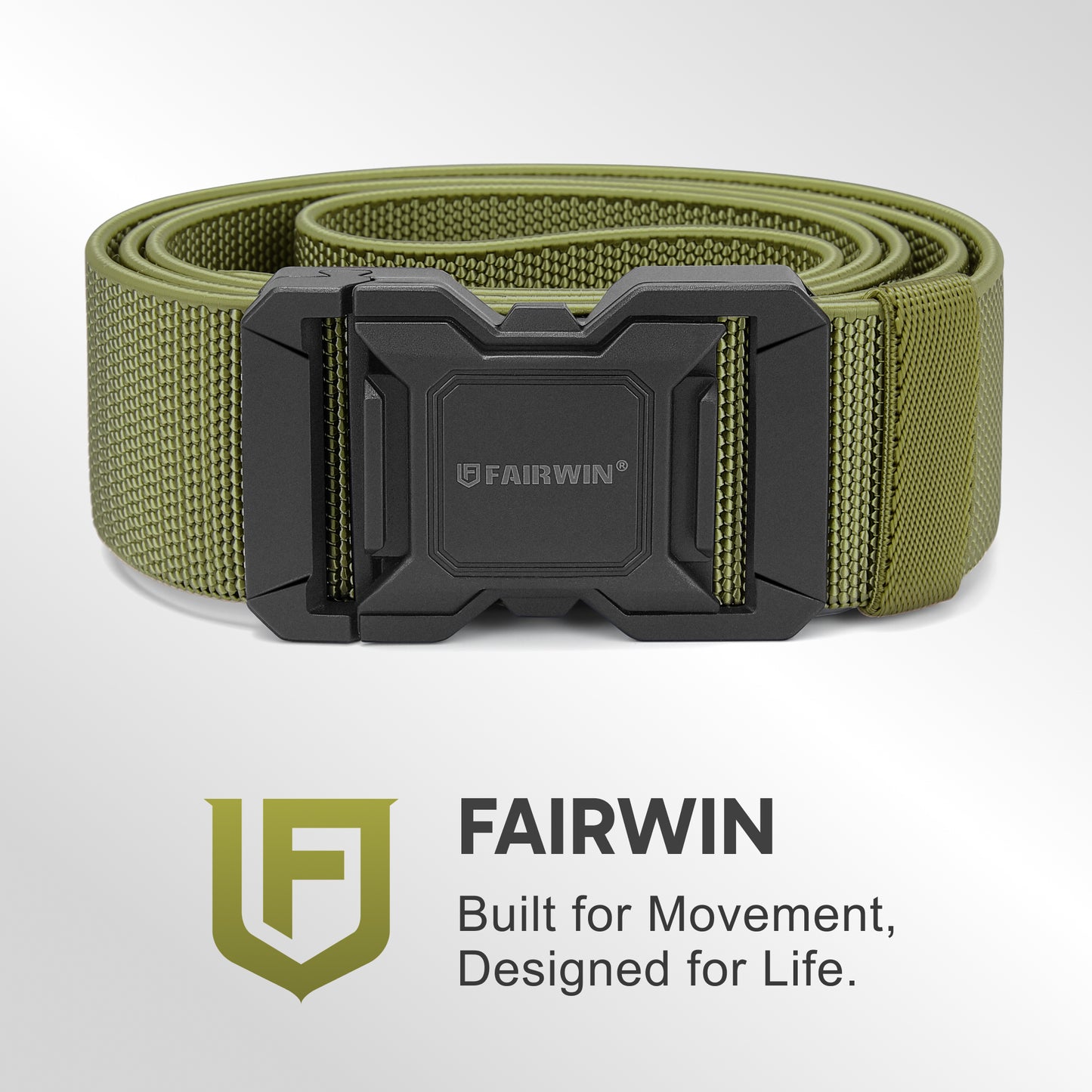 FAIRWIN Men's Belt, Elastic Stretch Nylon Work Belt for Men