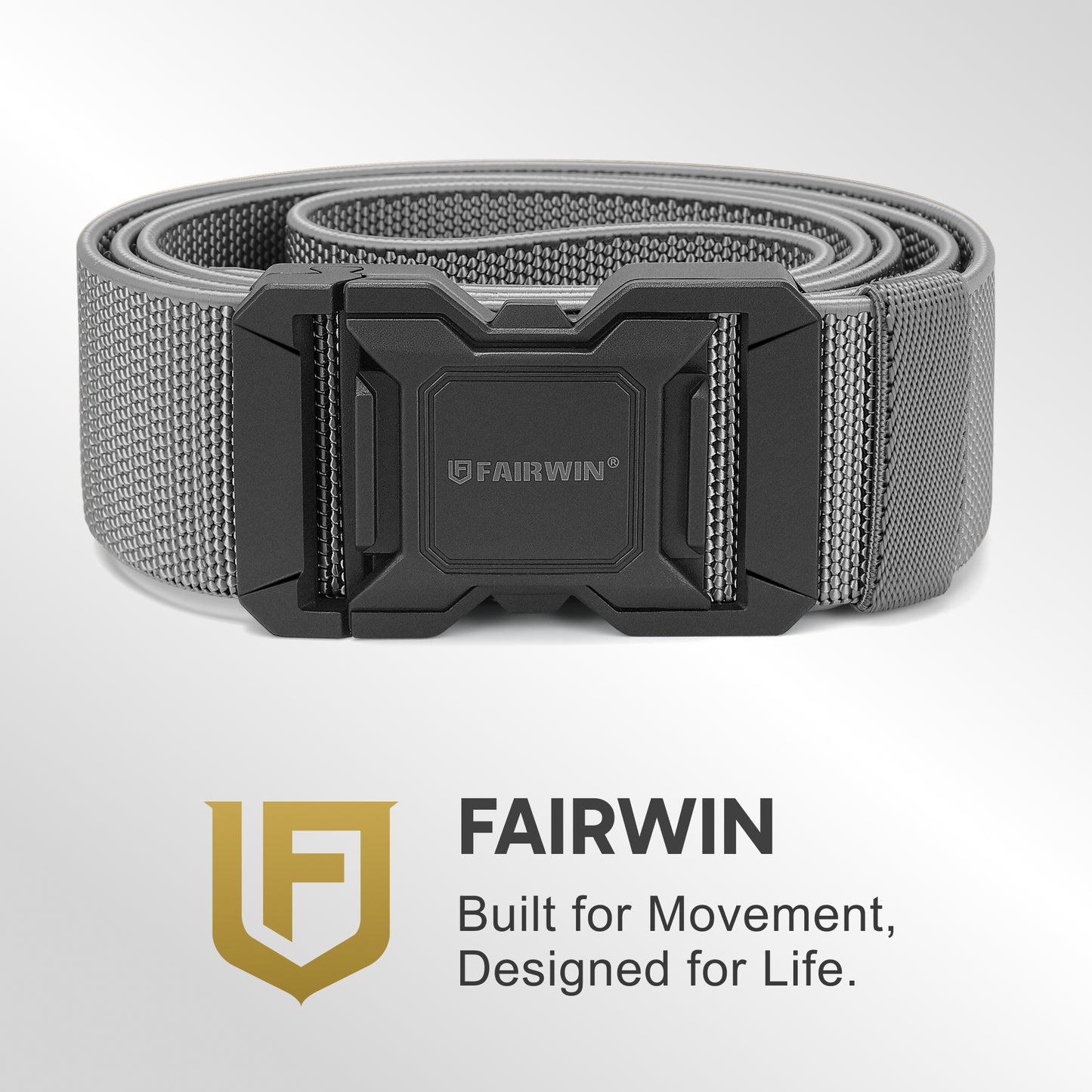 FAIRWIN Men's Belt, Elastic Stretch Nylon Work Belt for Men