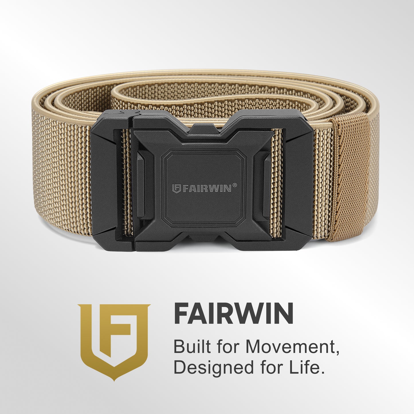 FAIRWIN Men's Belt, Elastic Stretch Nylon Work Belt for Men