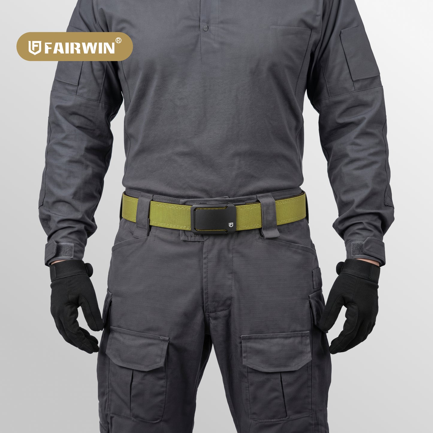 FAIRWIN Tactical Belt, Ratchet CCW EDC Stiff Heavy Duty 1.5" Nylon Work Belt