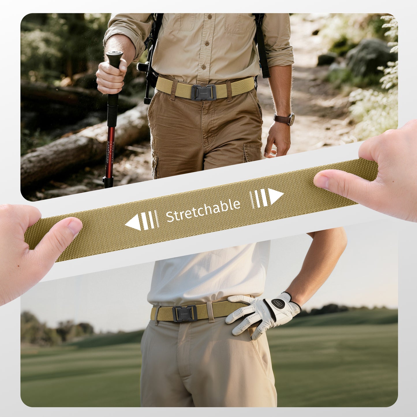 FAIRWIN Men's Belt, Elastic Stretch Nylon Work Belt for Men