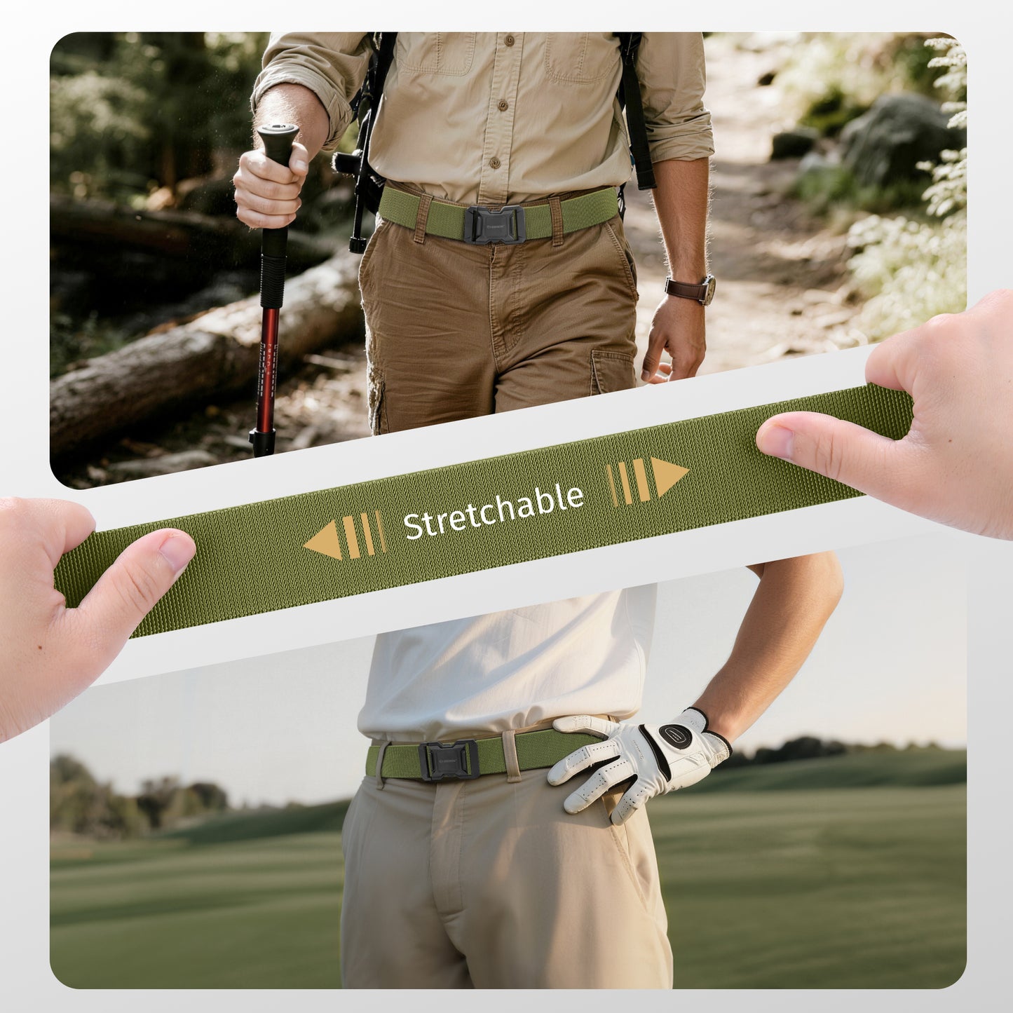 FAIRWIN Men's Belt, Elastic Stretch Nylon Work Belt for Men