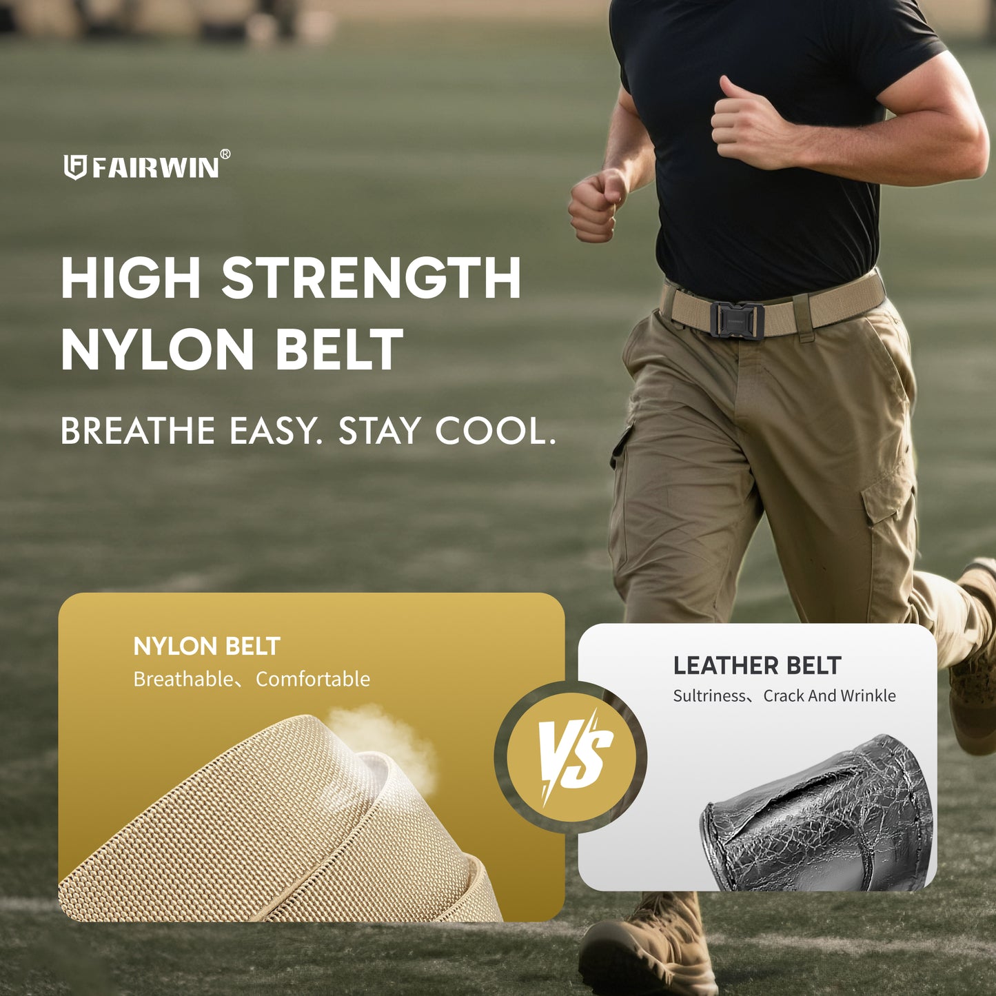 FAIRWIN Men's Belt, Elastic Stretch Nylon Work Belt for Men
