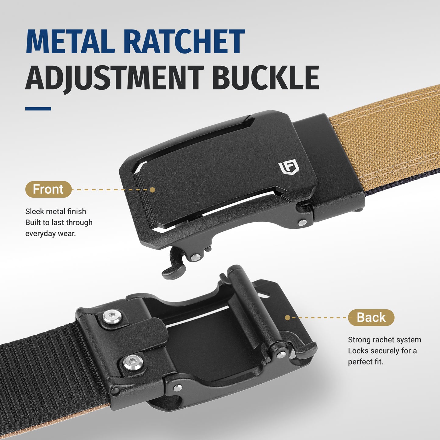 FAIRWIN Tactical Belt, Ratchet CCW EDC Stiff Heavy Duty 1.5" Nylon Work Belt