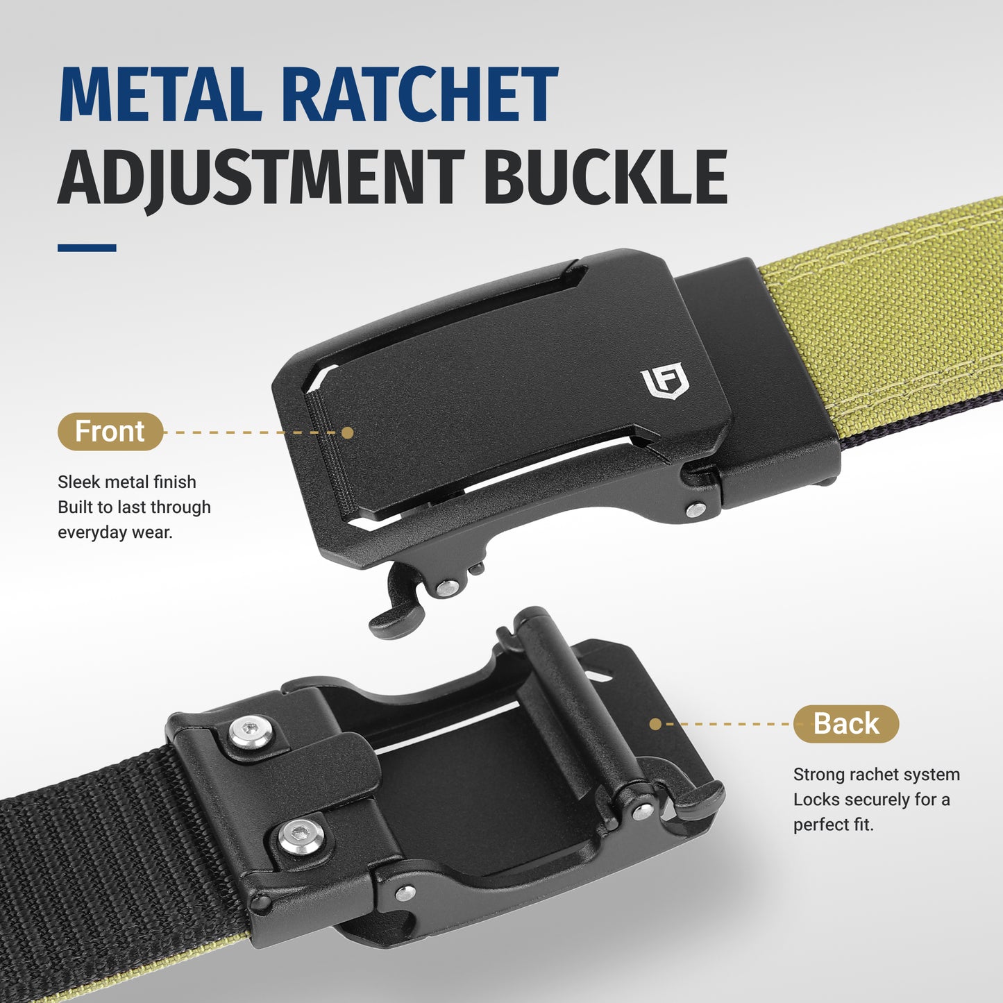 FAIRWIN Tactical Belt, Ratchet CCW EDC Stiff Heavy Duty 1.5" Nylon Work Belt