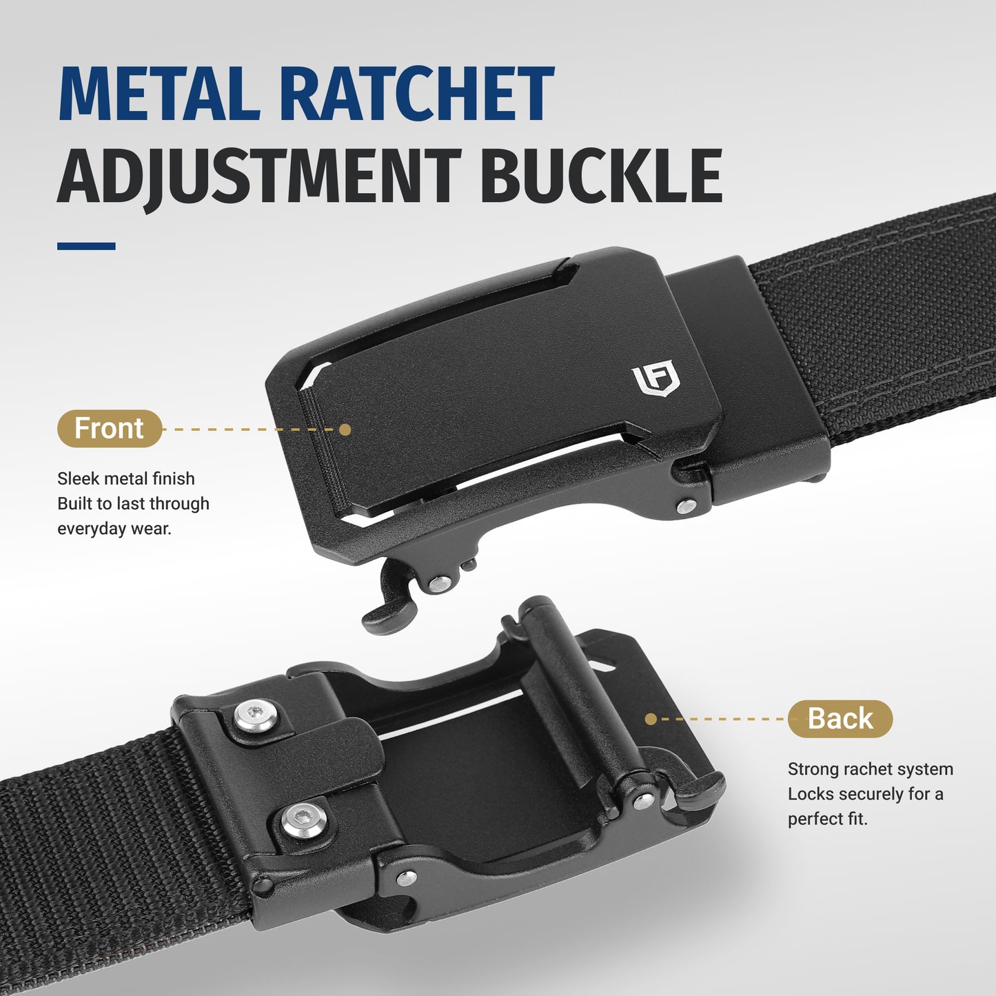FAIRWIN Tactical Belt, Ratchet CCW EDC Stiff Heavy Duty 1.5" Nylon Work Belt