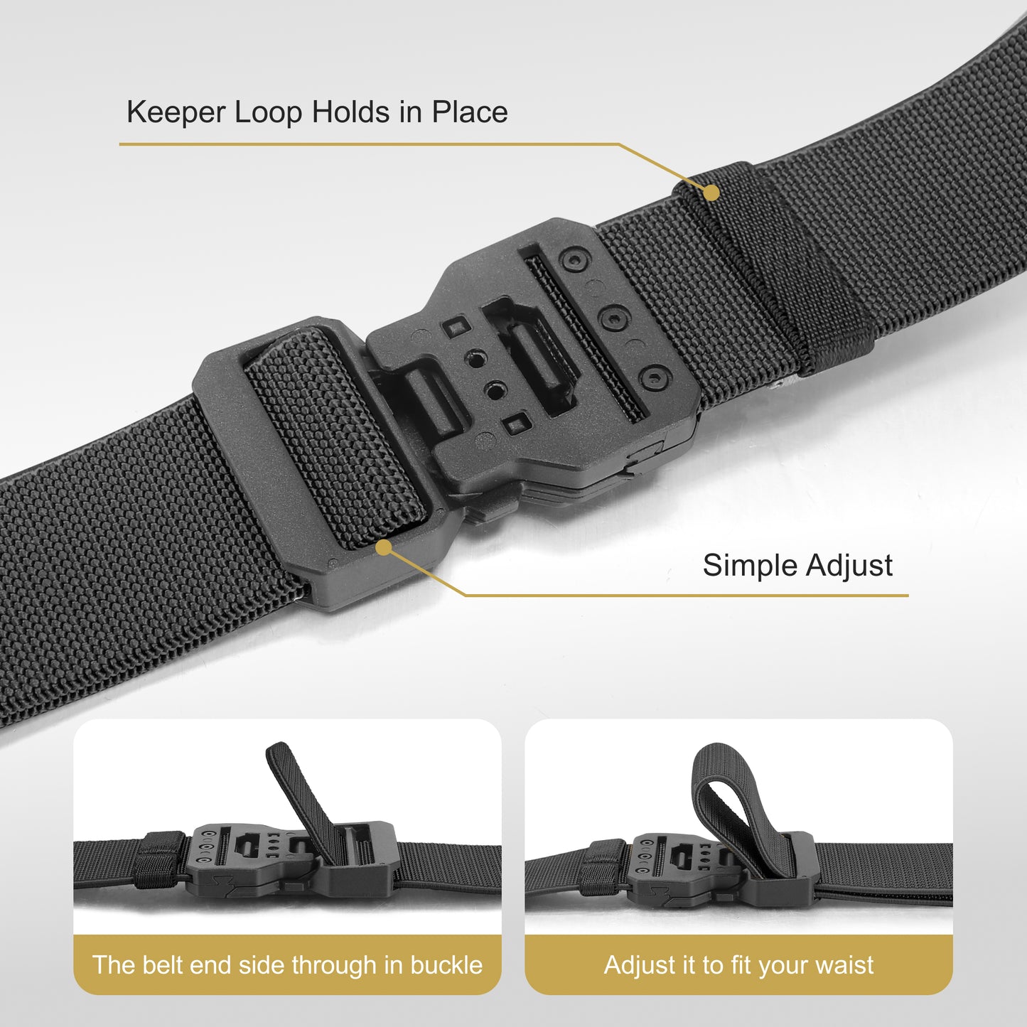 FAIRWIN Men's Belt, Elastic Stretch Nylon Work Belt for Men