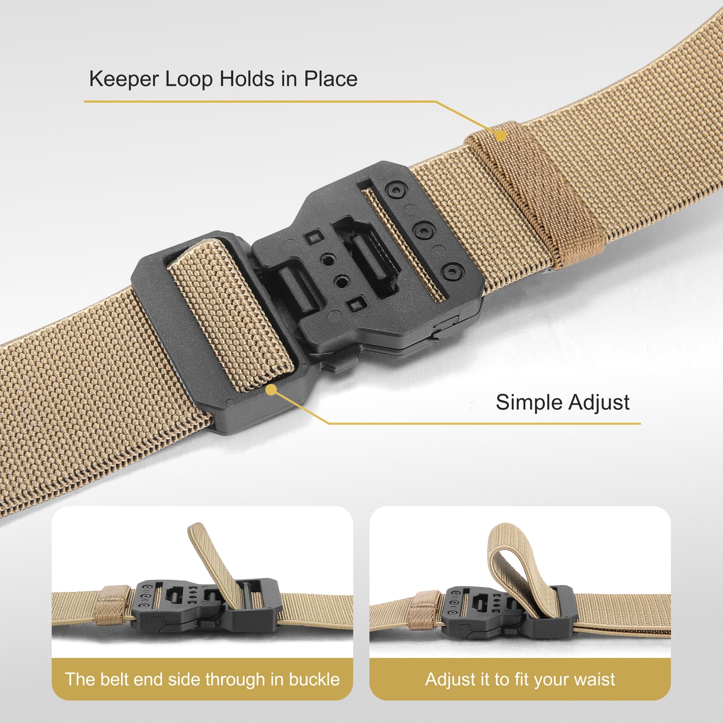 FAIRWIN Men's Belt, Elastic Stretch Nylon Work Belt for Men