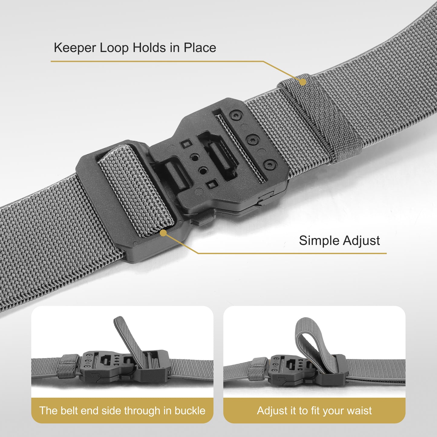 FAIRWIN Men's Belt, Elastic Stretch Nylon Work Belt for Men