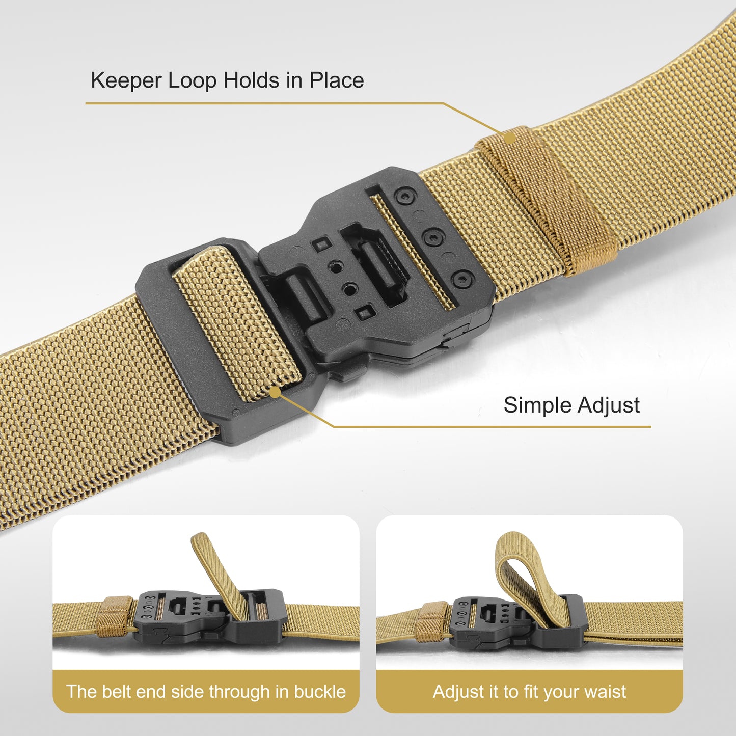 FAIRWIN Men's Belt, Elastic Stretch Nylon Work Belt for Men