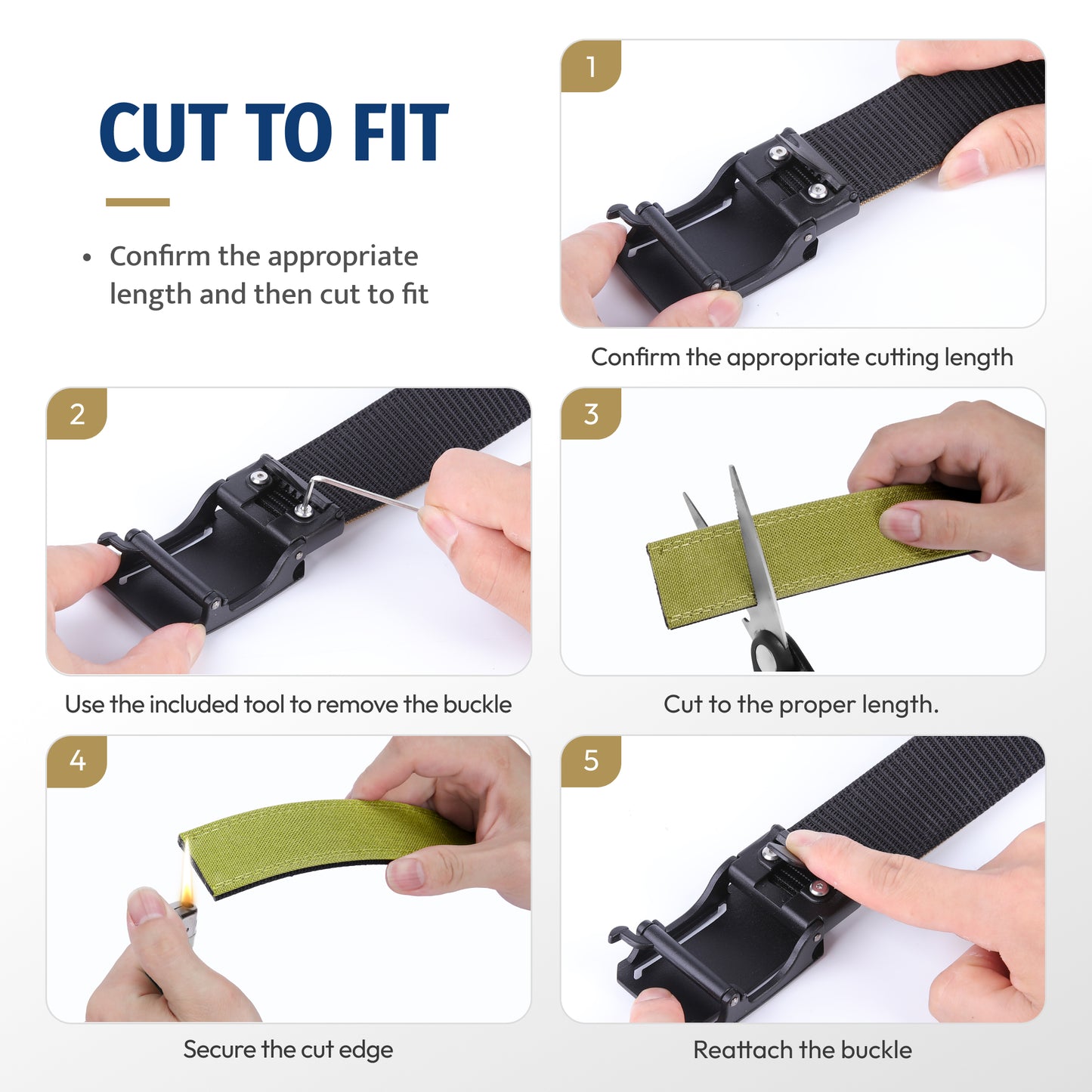 FAIRWIN Tactical Belt, Ratchet CCW EDC Stiff Heavy Duty 1.5" Nylon Work Belt