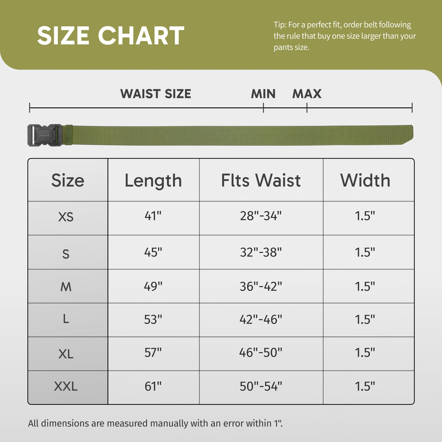 FAIRWIN Men's Belt, Elastic Stretch Nylon Work Belt for Men