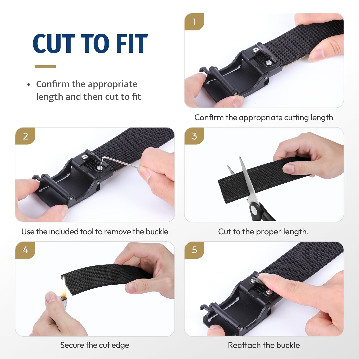 FAIRWIN Tactical Belt, Ratchet CCW EDC Stiff Heavy Duty 1.5" Nylon Work Belt