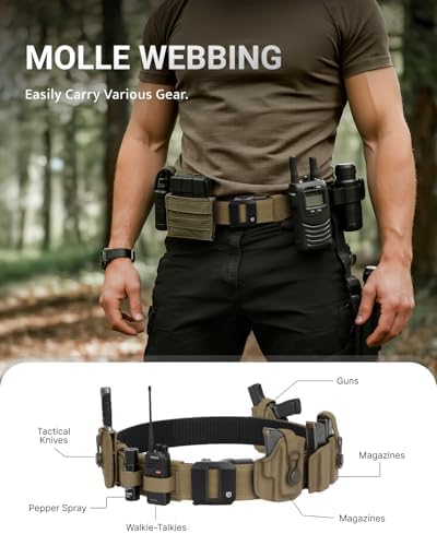 FAIRWIN tactical gun belt in Coyote Brown - Amazon original MOLLE webbing