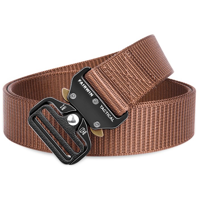 1.5" Nylon Tactical Work Belt with Heavy Duty Buckle - Coffee