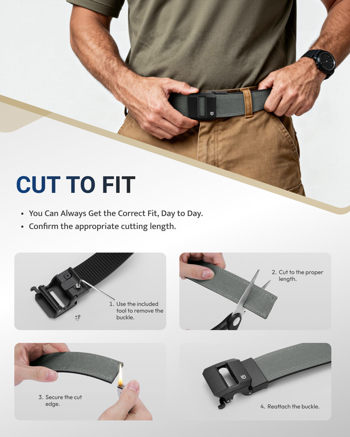 FAIRWIN tactical gun belt in Grey - cut to fit