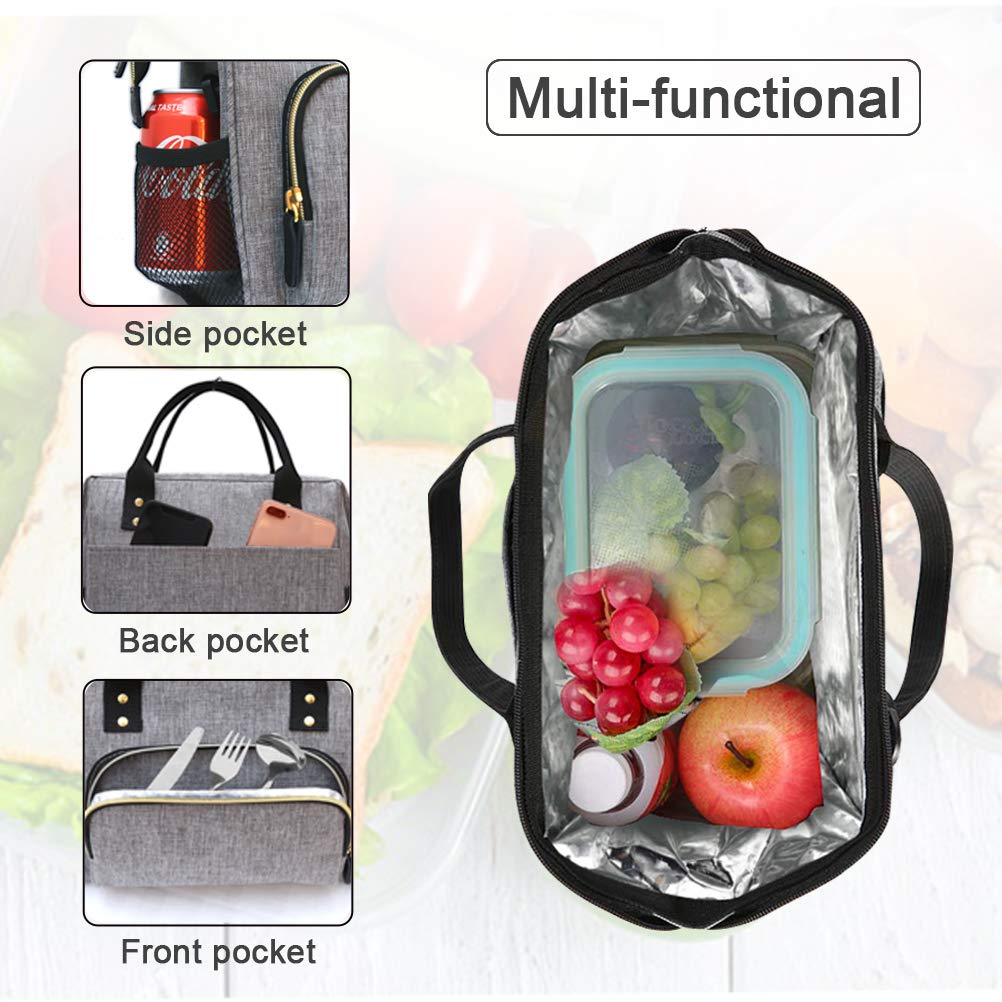 Insulated Lunch Bag for Women, Large 12L Reusable Cooler Lunch Box for Work, Office, Picnic, Leakproof Tote with Shoulder Strap
