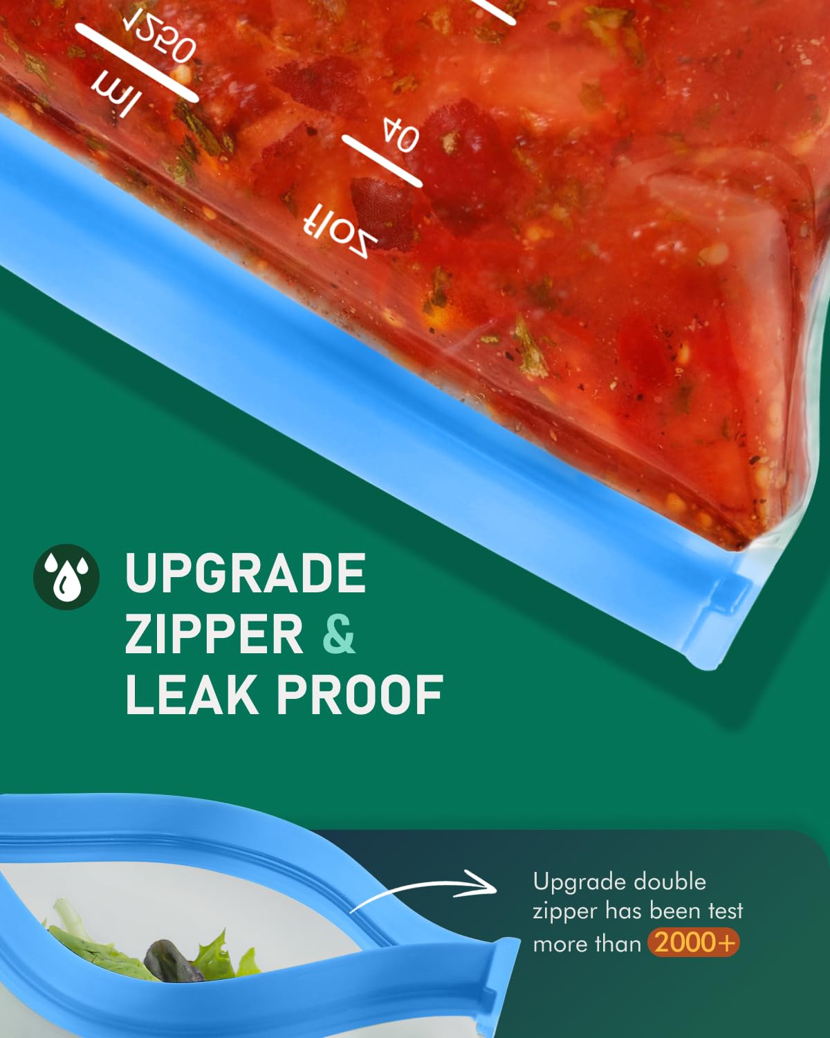 Reusable Gallon Freezer Bags - BPA Free, Leakproof & Dishwasher Safe Sandwich Bags Food Storage Bags for Meal Prep, Marinating Meats, Kitchen Organization- 12 Pack Stand Up Pouches