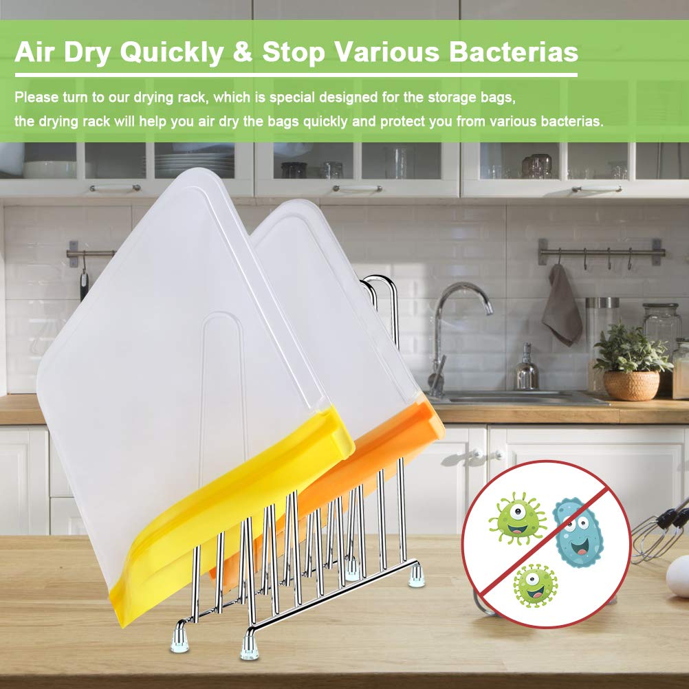 Reusable Sandwich Bags Dishwasher Safe BPA Free Leakproof Gallon Freezer Bags Silicone Food Storage Bags for Lunch,Snacks & Travel 15-Pack
