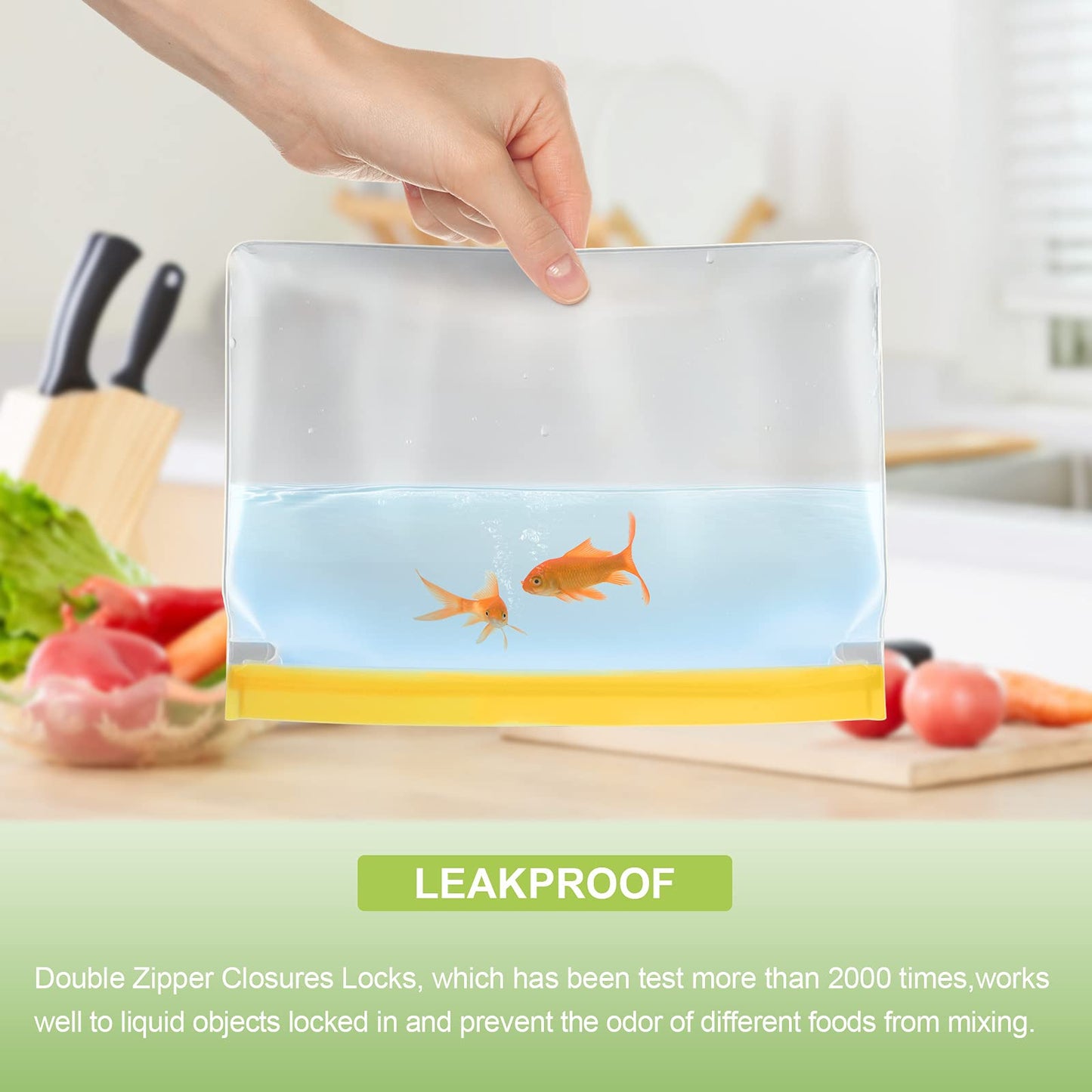 Reusable Gallon Freezer Bags - BPA Free, Leakproof & Dishwasher Safe Sandwich Bags, Stand Up Food Storage Bags for Meal Prep, Marinating Meats, Kitchen Organization- 24 Pack