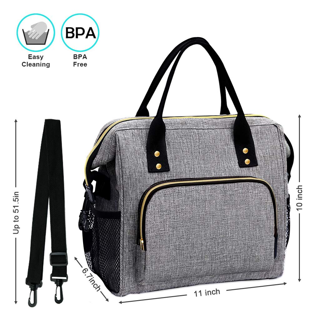 Insulated Lunch Bag for Women, Large 12L Reusable Cooler Lunch Box for Work, Office, Picnic, Leakproof Tote with Shoulder Strap