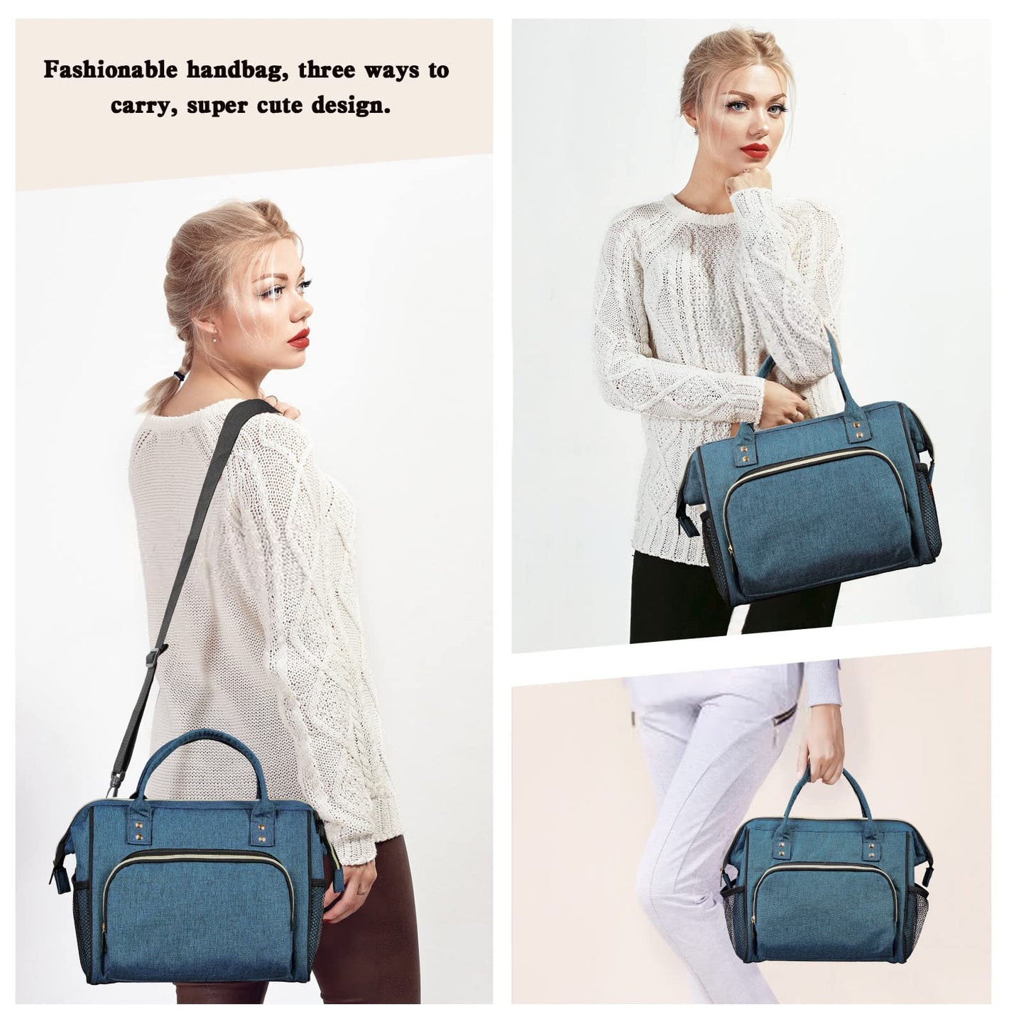 Insulated Lunch Bag for Women, Large 12L Reusable Cooler Lunch Box for Work, Office, Picnic, Leakproof Tote with Shoulder Strap