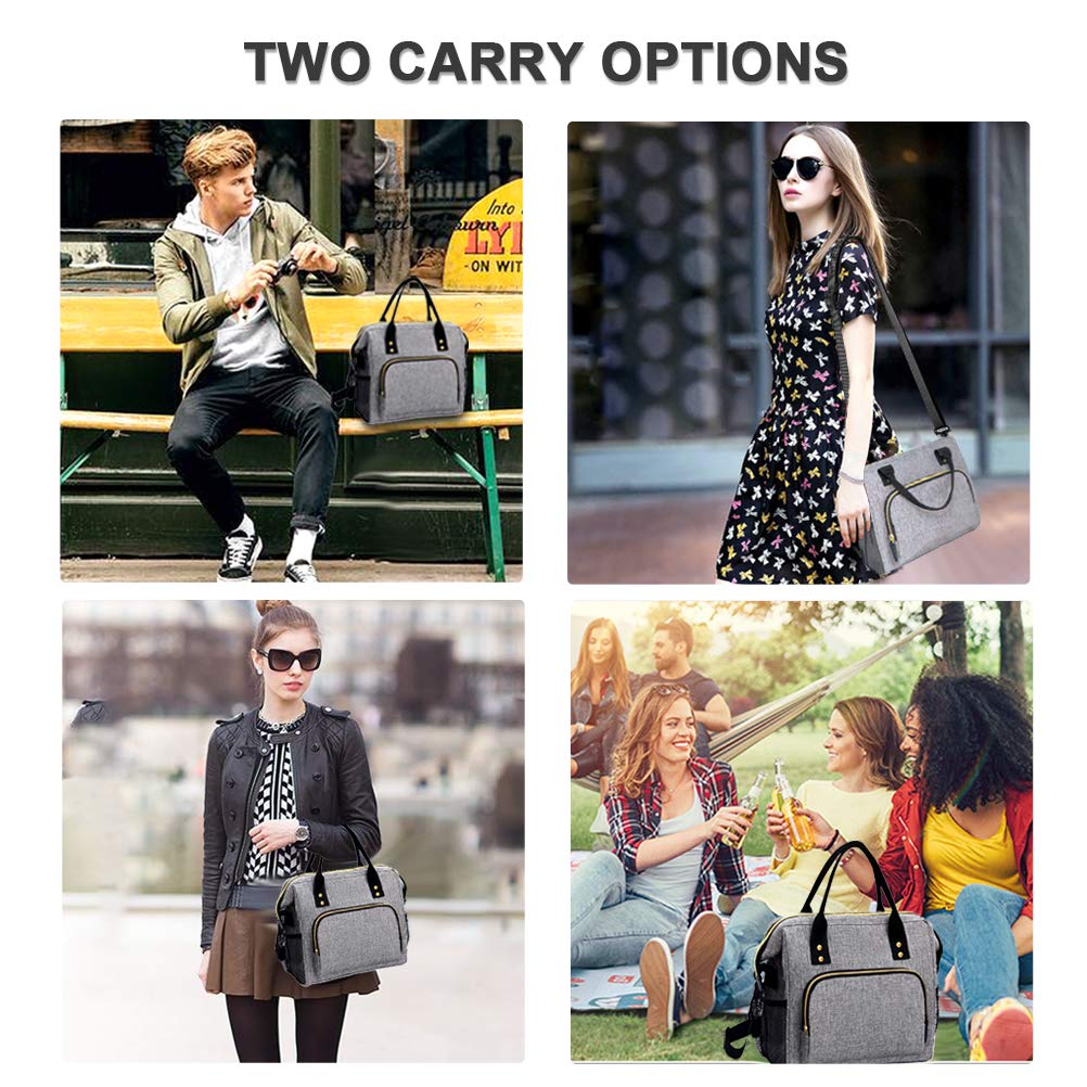 Insulated Lunch Bag for Women, Large 12L Reusable Cooler Lunch Box for Work, Office, Picnic, Leakproof Tote with Shoulder Strap
