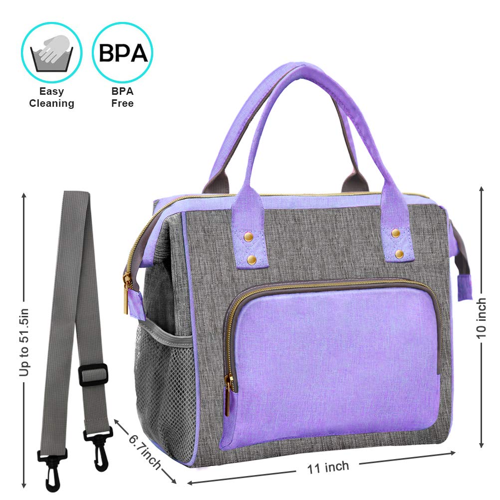 Insulated Lunch Bag for Women, Large 12L Reusable Cooler Lunch Box for Work, Office, Picnic, Leakproof Tote with Shoulder Strap