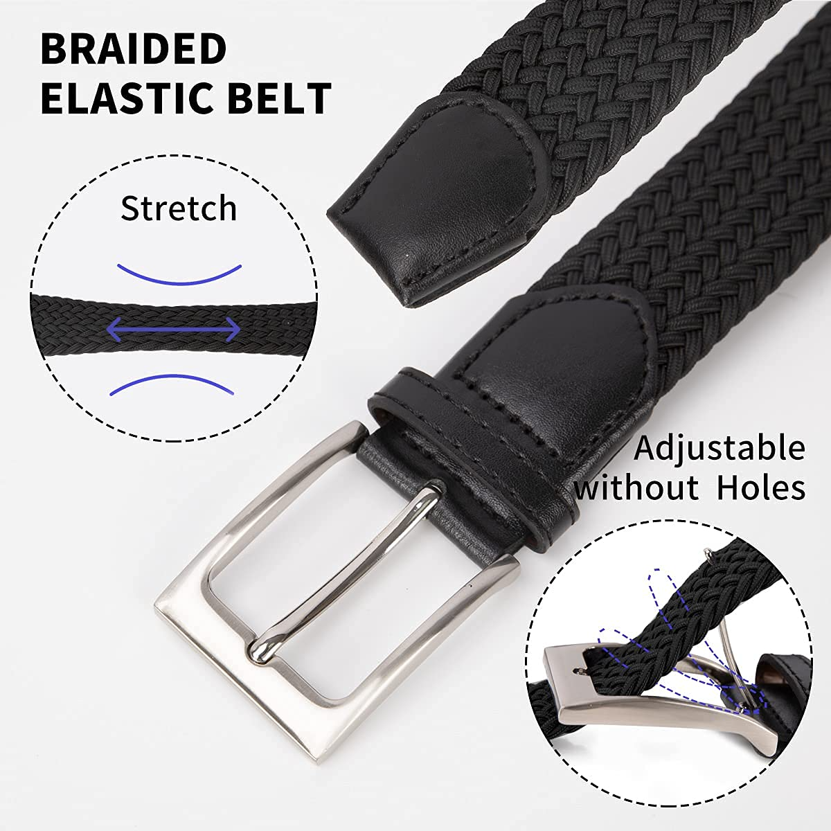 1 3/8" Woven Stretch Casual Golf Belt