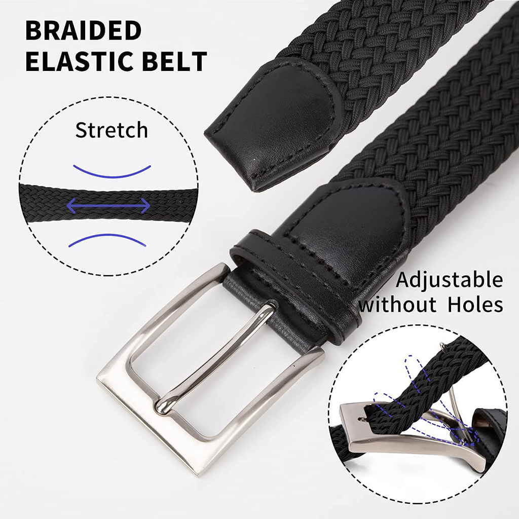 CHAOREN Black & Navy Elastic Braided Golf Belt for Men 2 Pack - Mens Casual Woven  Stretch Belt 1 3/8 - For Golf Casual Jeans - Yahoo Shopping