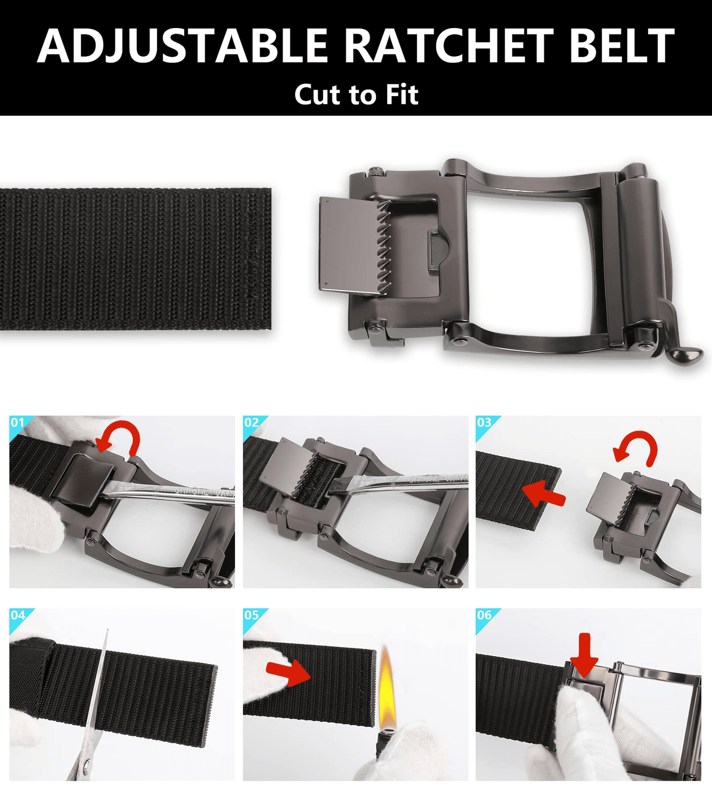 Casual Business Ratchet Belt with Automatic Adjustable Buckle